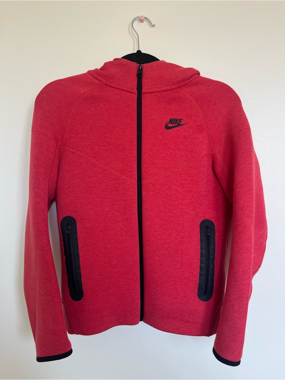 Nike Red Full-Zip Hooded Sweatshirt with Black Trim